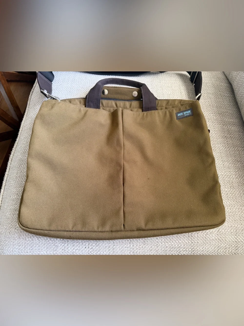 Jack Spade Greene St medium shoulder messenger bag orange lining heavy canvas